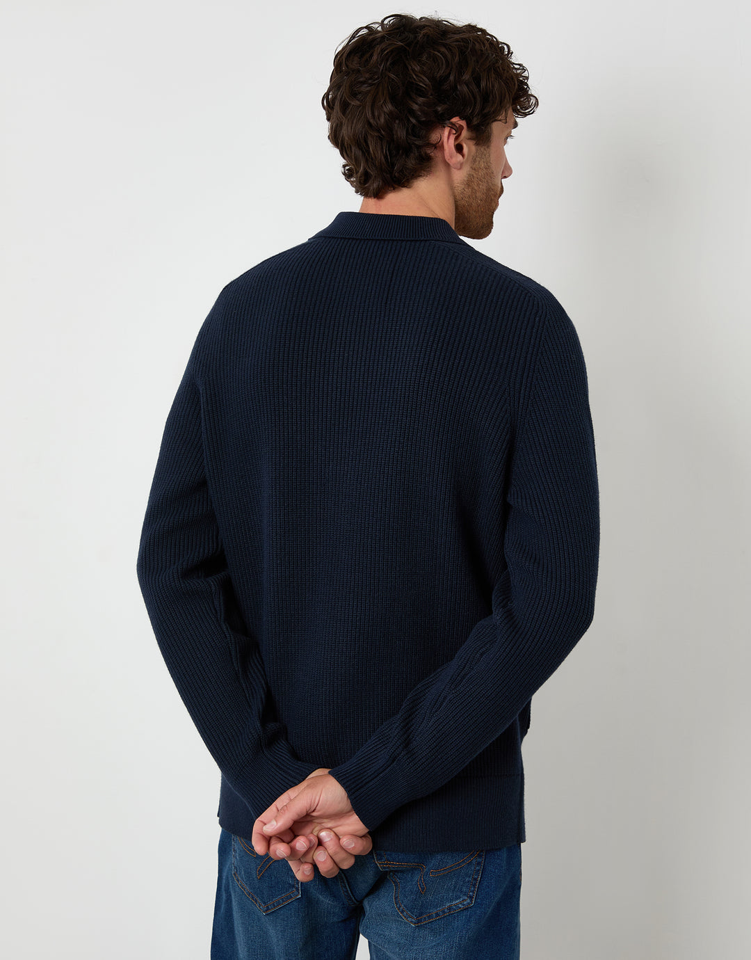 Navy Knitted Collared Cardigan Jacket