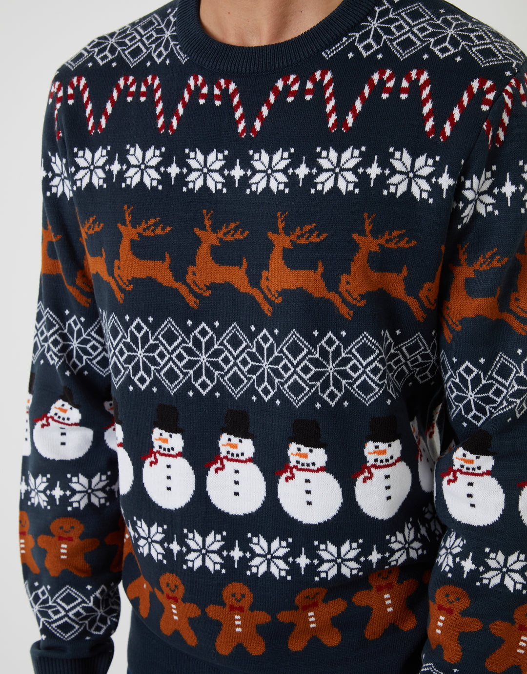 Navy Fairisle Knitted Crew Neck Christmas Jumper