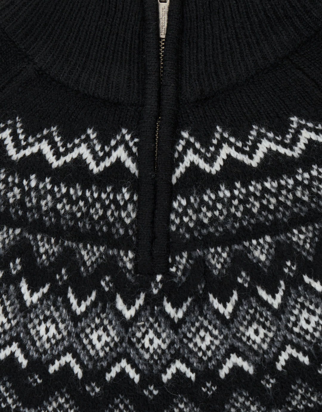 Fairisle Quarter Zip Knitted Jumper in Black