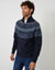 Navy Fairisle Quarter Zip Knitted Jumper