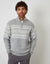Grey Textured Knitted Fairisle Quarter Zip Jumper