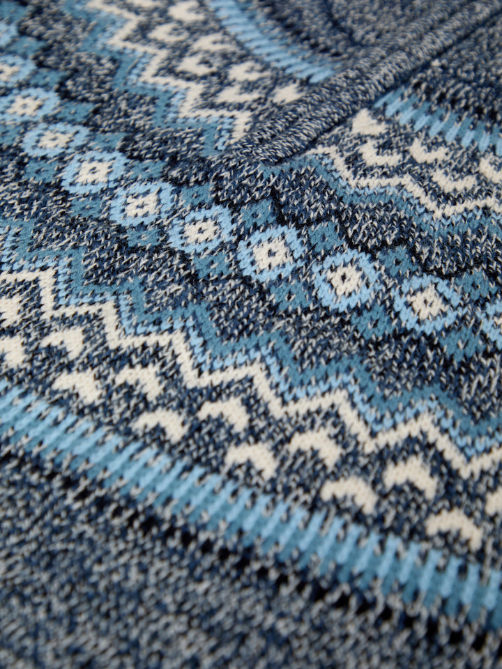 Navy Fairisle Knitted Quarter Zip Jumper