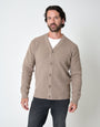 Taupe Rib Knit Button Up Cardigan