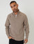 Taupe Rib Panel Quarter Zip Knitted Jumper