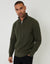Forest Green Rib Panel Quarter Zip Knitted Jumper