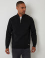 Black Rib Panel Quarter Zip Knitted Jumper