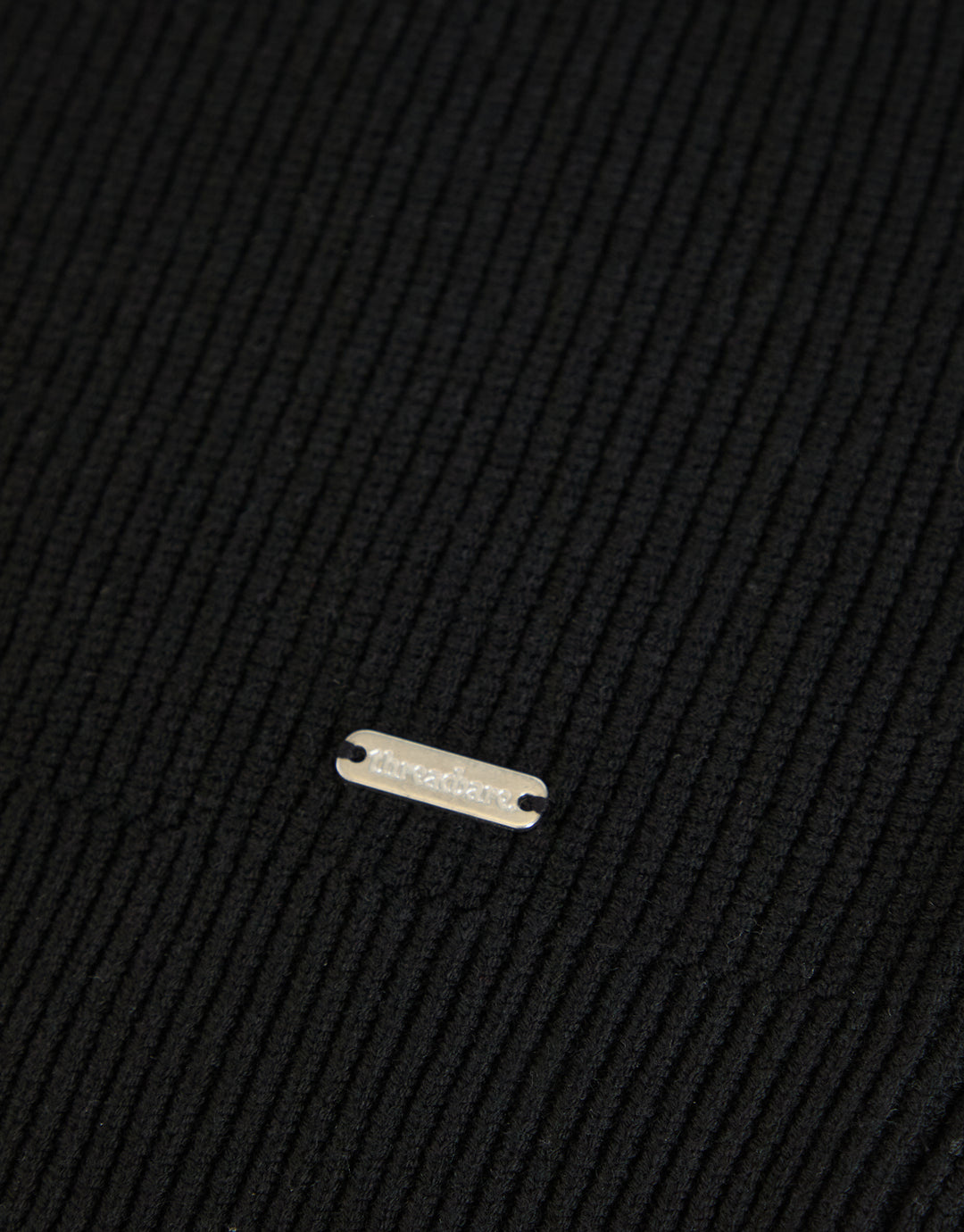 Black Rib Panel Quarter Zip Knitted Jumper