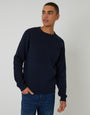 Navy Rib Knit Crew Neck Jumper