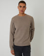 Taupe Rib Knit Crew Neck Jumper