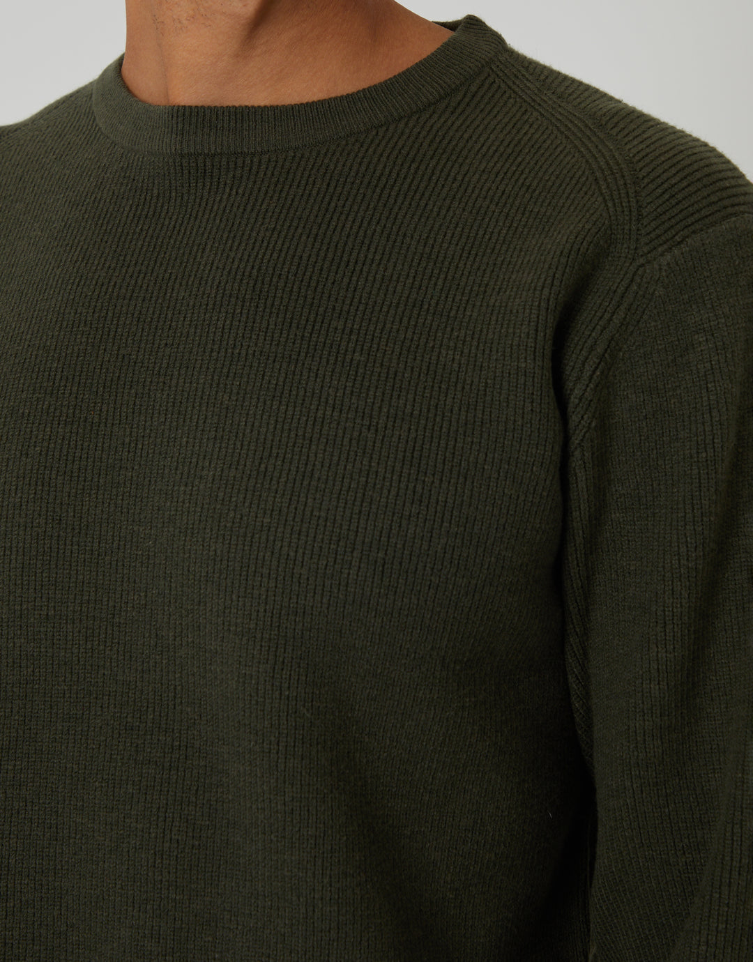 Forest Green Rib Knit Crew Neck Jumper