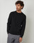 Black Saddle Sleeve Knitted Crew Neck Jumper