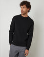 Black Saddle Sleeve Knitted Crew Neck Jumper