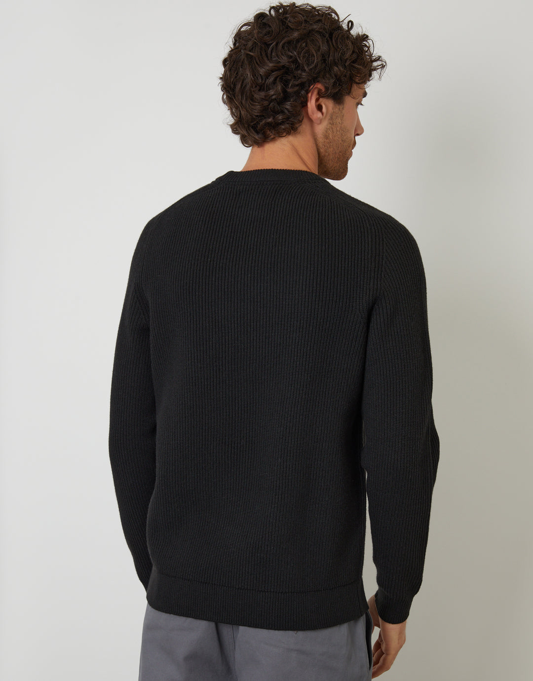 Black Saddle Sleeve Knitted Crew Neck Jumper