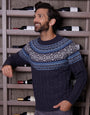 Navy Cable Knit Fairisle Crew Neck Christmas Jumper