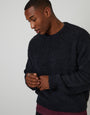 Navy Fluffy Knit Crew Neck Jumper