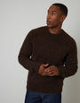 Chocolate Brown Fluffy Knitted Crew Neck Jumper