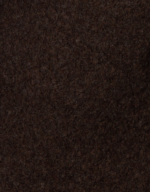 Threadbare Fluffy Knitted Crew Neck Jumper in Chocolate Brown - fabric close up