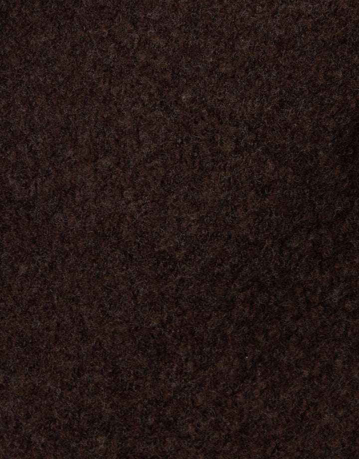 Chocolate Brown Fluffy Knitted Crew Neck Jumper