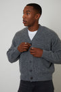 Grey Fluffy Knitted Button Up Cardigan
