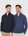 Blue Knitted Quarter Zip Jumpers (2 Pack)