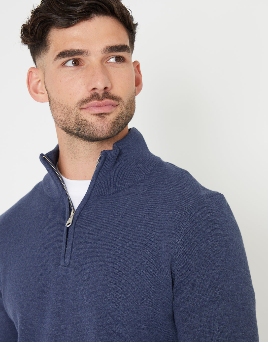 Blue Knitted Quarter Zip Jumpers (2 Pack)