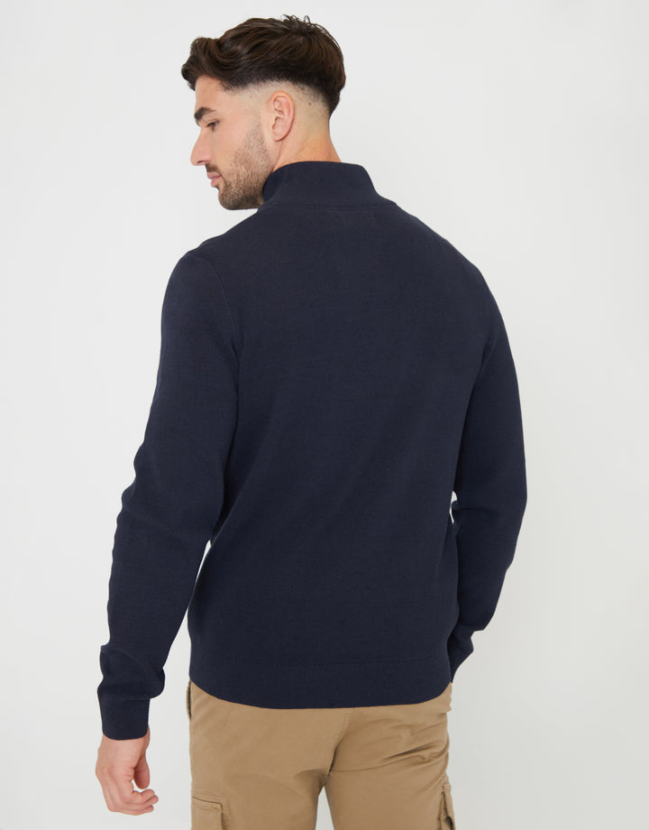 Blue Knitted Quarter Zip Jumpers (2 Pack)
