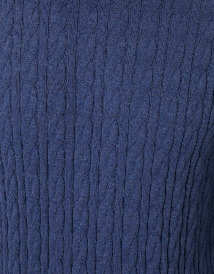 Blue Cable Knit Crew Neck Jumper
