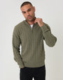 Olive Green Cable Knit Quarter Zip Jumper