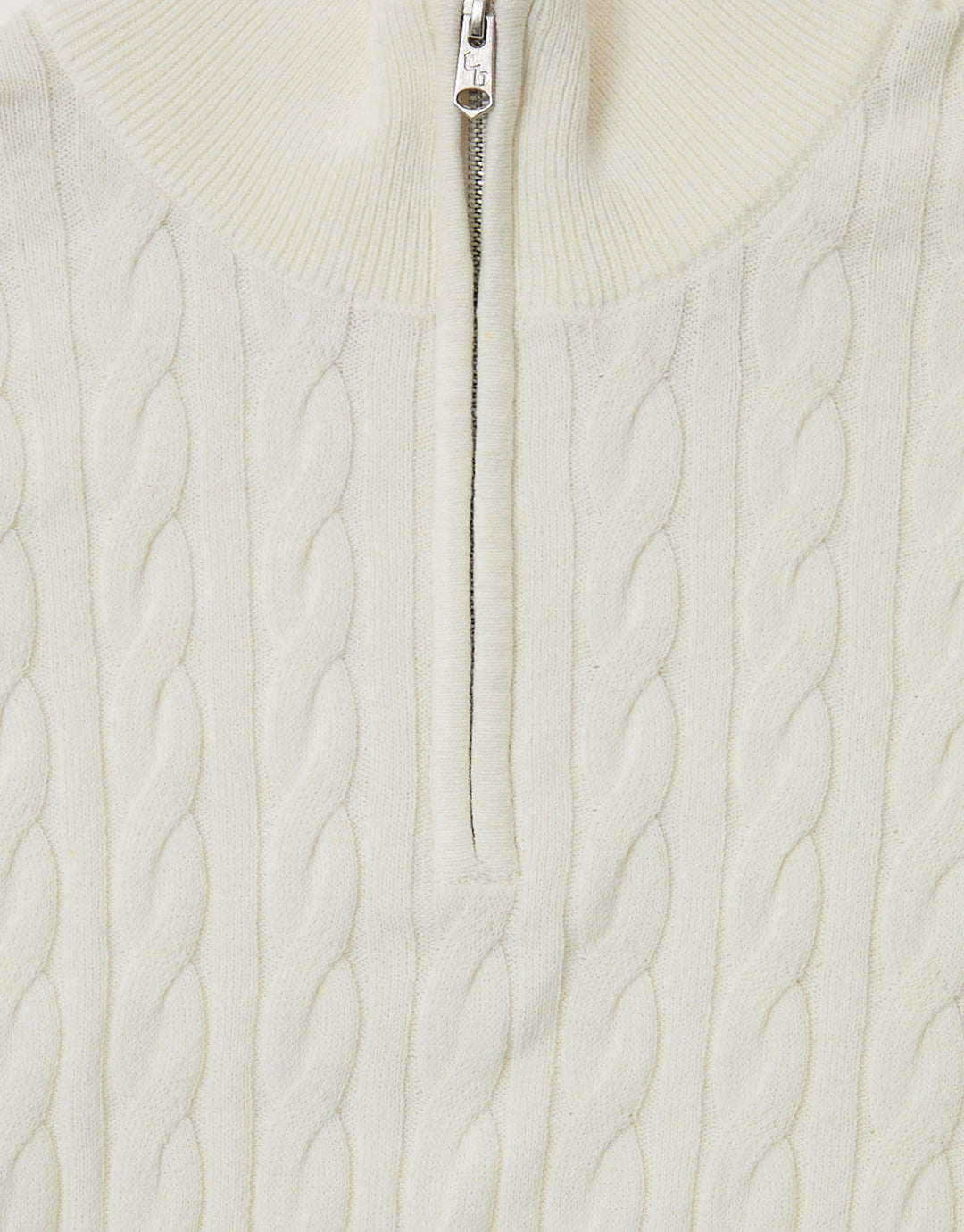 Ecru Cable Knit Quarter Zip Jumper