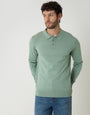 Sage Green Knitted Long Sleeve Polo Jumper