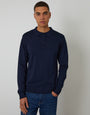 Navy Knitted Long Sleeve Polo Jumper