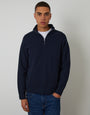 Navy Waffle Knit Raglan Quarter Zip Jumper