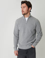 Grey Marl Waffle Knit Raglan Quarter Zip Jumper
