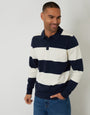 Navy Knitted Long Sleeve Rugby Polo