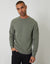 Raglan Knitted Crew Neck Jumper in Green Marl