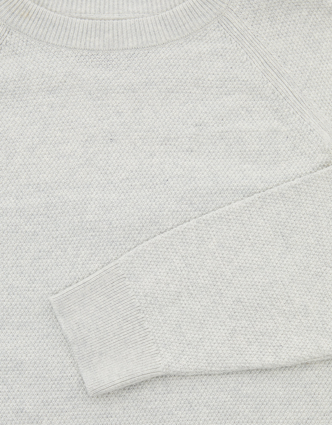 Threadbare Raglan Knitted Crew Neck Jumper in Ecru Marl - sleeve close up
