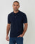 Basket Stitch Knitted Polo in Navy