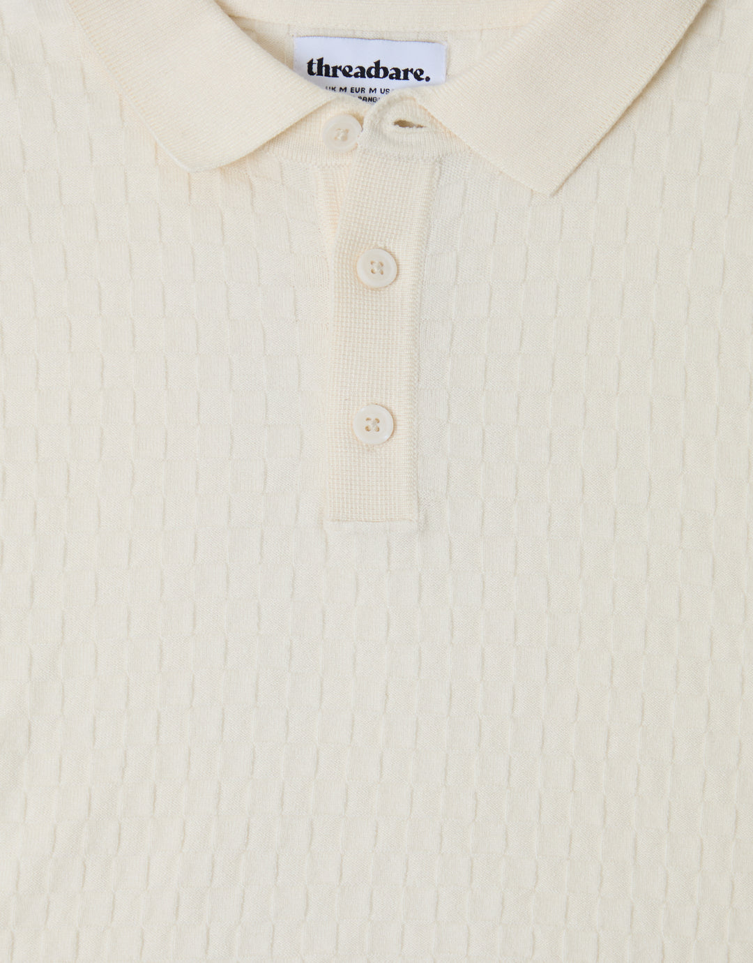 Ecru Basket Stitch Knitted Polo