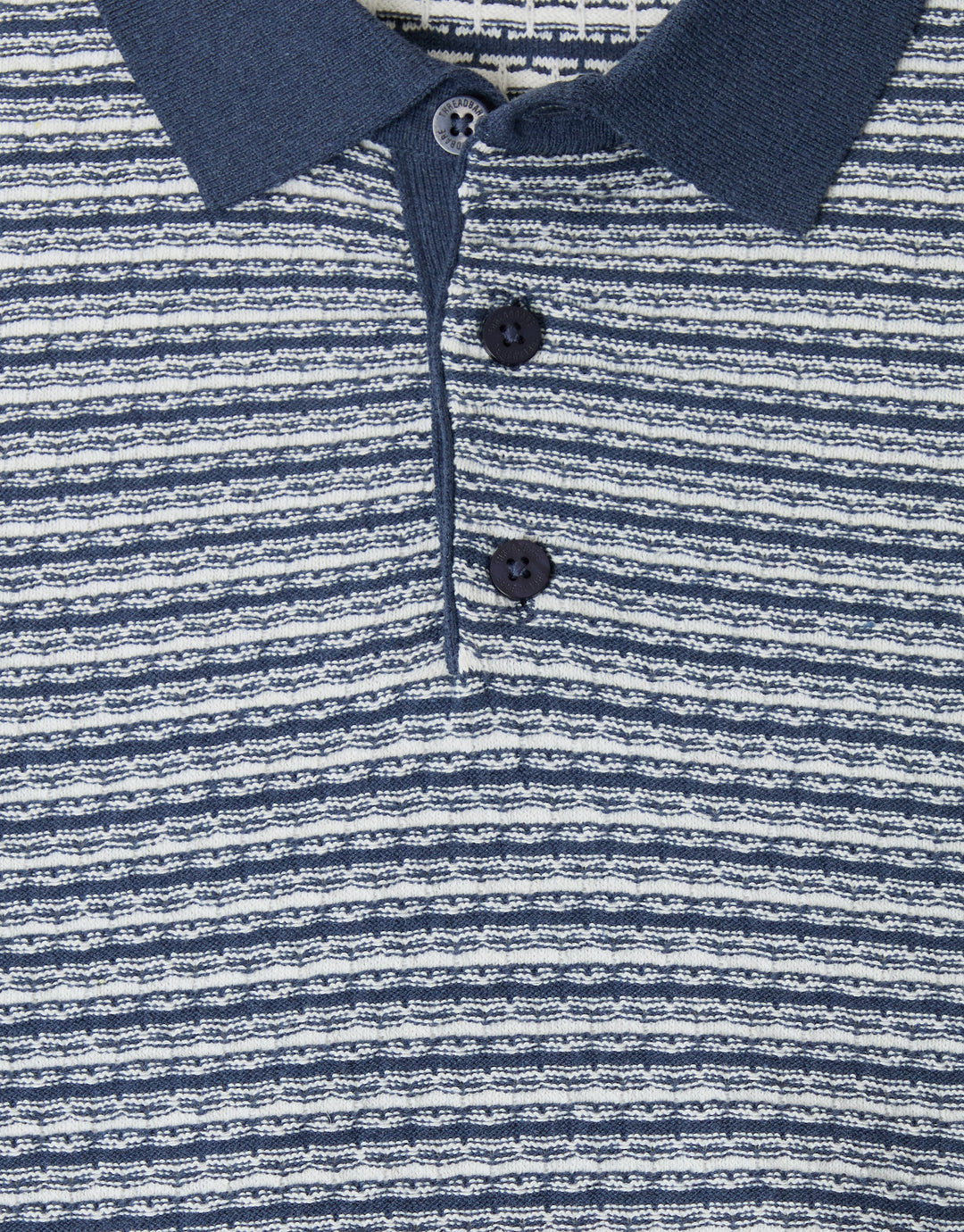 Denim Blue Textured Stripe Knitted Polo