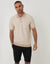Beige Textured Stripe Knitted Polo