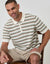 Ecru Herringbone Stripe Knitted Quarter Zip Polo