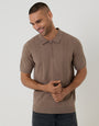 Taupe Cable Knit Quarter Zip Polo