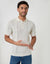 Ecru Textured Stripe Knitted Polo