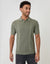 Textured Stripe Knitted Polo in Sage Green