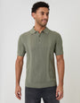 Sage Green Textured Stripe Knitted Polo