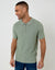 Sage Green Textured Knit Quarter Zip Polo