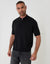 Relaxed Fit Knitted Quarter Zip Polo in Black