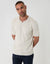 Textured Knit Front Trophy Neck Polo in Ecru