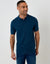 Zig Zag Stitch Knitted Polo in Denim Blue