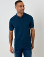 Denim Blue Zig Zag Stitch Knitted Polo